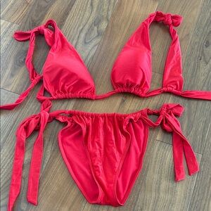 River Island New Red Triangle Bikini Set